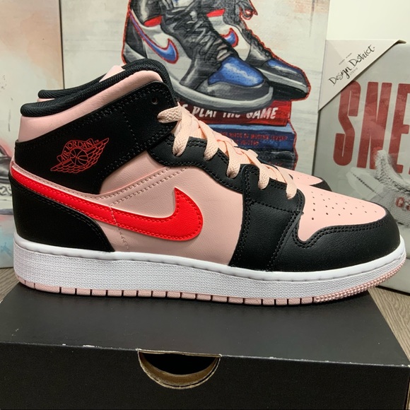 Nike Air Jordan 1 Mid GS Atmosphere Black Pink 6.5Y Women's 8 554725-604 - Picture 4 of 9